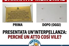 CALVI RIMOZIONE TARGA MUNICIPIO