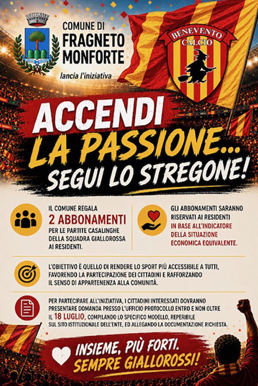 FRAGNETO MONFORTE ABBONAMENTI BENEVENTO CALCIO LOCANDINA