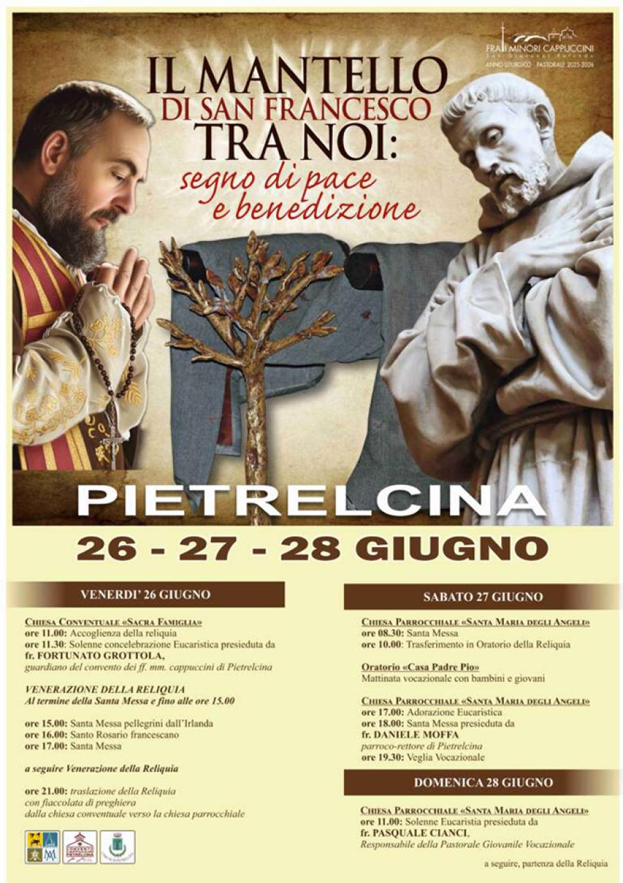 MANTELLO SAN FRANCESCO PIETRELCINA LOCANDINA