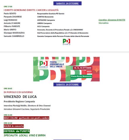 PROGRAMMA FESTA UNITA