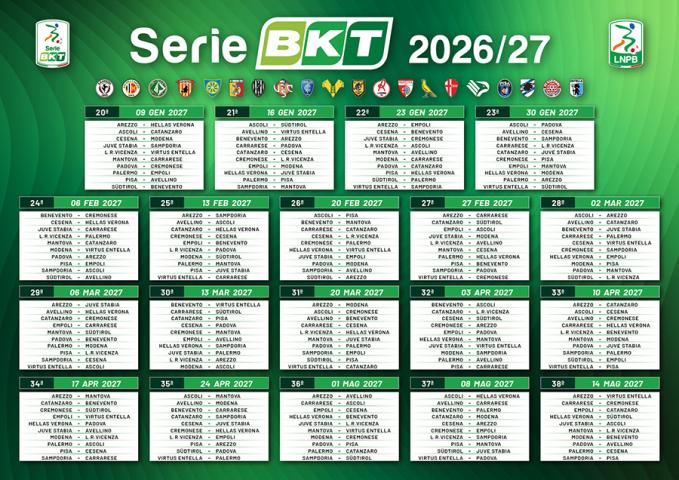 CALENDARIO SERIE B 26-27 RITORNO